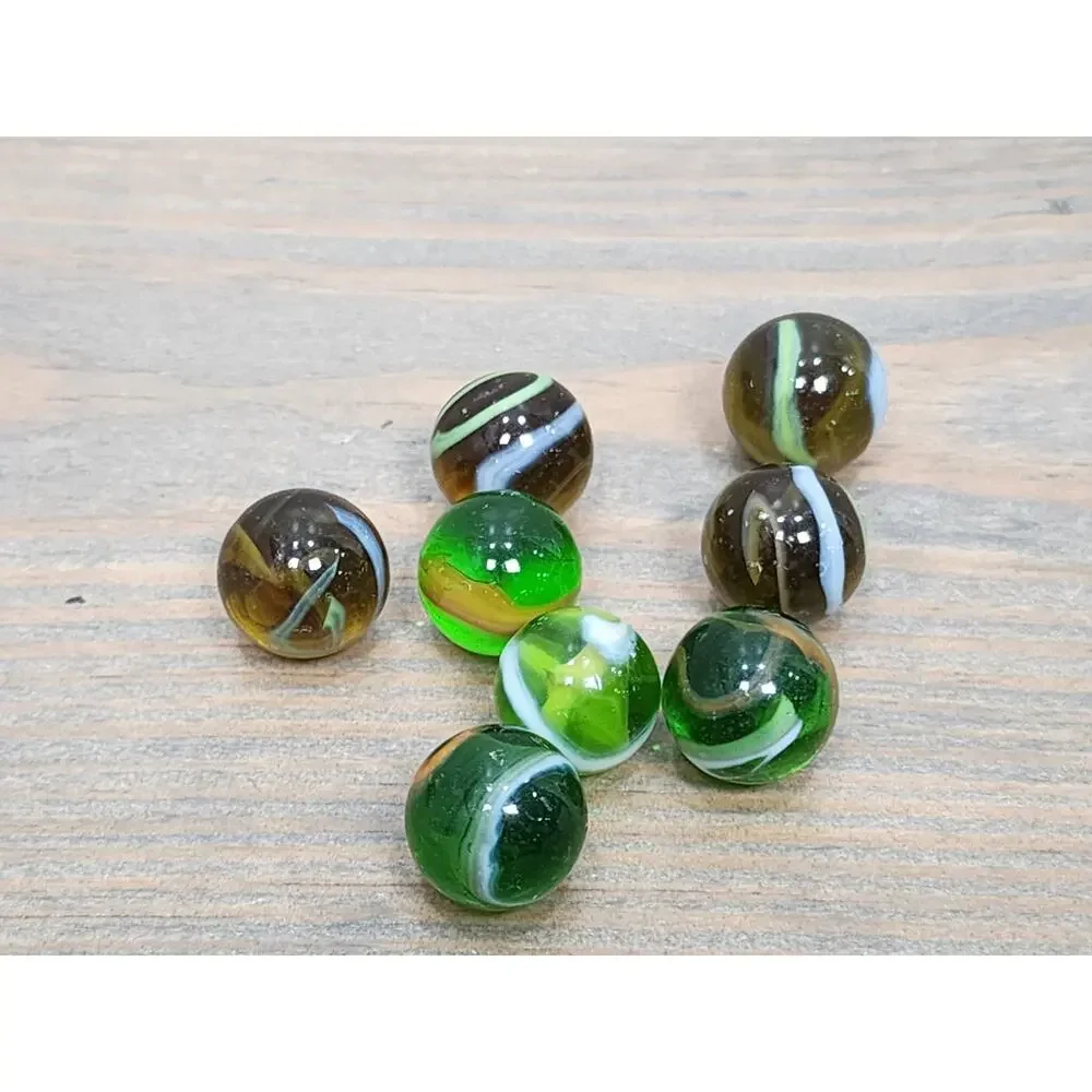 Cat's Eye Marbles Green Vintage Lot Of 8